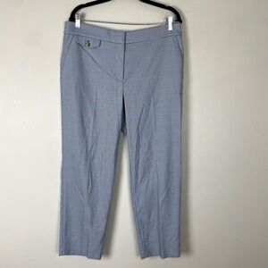 LOFT Women's Size 12 Blue White Houndstooth Career Cropped Pants‎